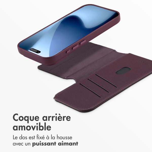 Accezz Étui de téléphone portefeuille en cuir 2-en-1 avec MagSafe Apple iPhone 17 Pro - Heath Purple