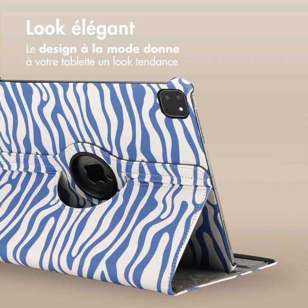 imoshion Coque tablette Design rotatif à 360° iPad Air 13 pouces (2025) M3 / (2024) M2 - White Blue Stripes