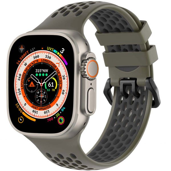 imoshion ﻿Boucle de bracelet de sport en silicone Apple Watch Series 1 á 10 / SE / Ultra (2) (44/45/46/49 mm) - Vert / Noir