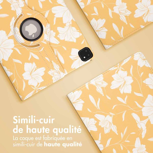 imoshion Coque tablette Design rotatif à 360° iPad Pro 12.9 (2018 / 2020 / 2021 / 2022) - Yellow Flowers