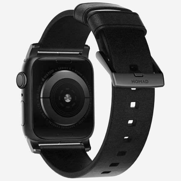 Nomad Bracelet en cuir moderne Apple Watch Series 1 á 10 / SE / Ultra (2) (44/45/46/49 mm) - Noir/Noir