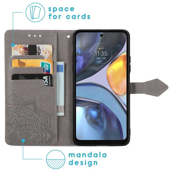 imoshion Etui de téléphone portefeuille Mandala Motorola Moto G22 - Gris