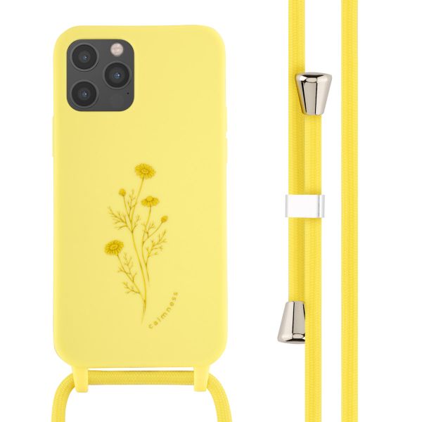 imoshion Coque design en silicone avec cordon iPhone 12 (Pro) - Flower Yellow