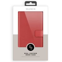 Selencia Étui de téléphone portefeuille en cuir véritable iPhone 16 - Rouge