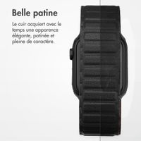 Accezz Bracelet en cuir véritable magnétique Apple Watch | 44/45/46/49 mm - Noir