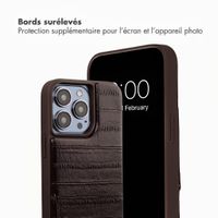Selencia Nova coque arrière en cuir véritable avec porte-cartes Apple iPhone 14 Pro - Dark Chocolate