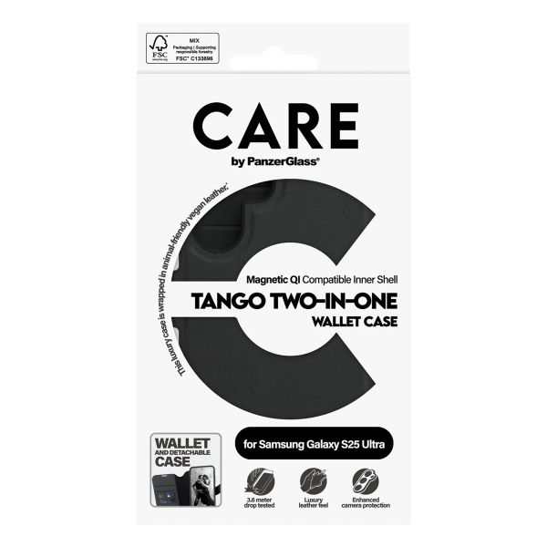 CARE by PanzerGlass Étui de télephone portefeuille Tango 2 en 1 avec MagSafe Samsung Galaxy S25 Ultra - Black