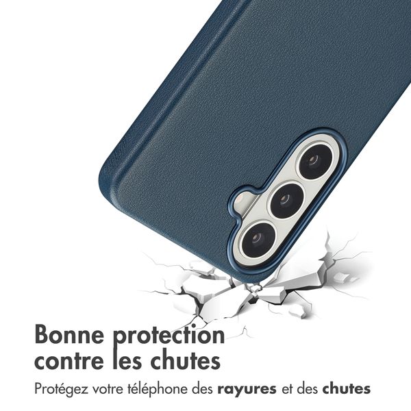 Accezz Coque arrière en cuir avec MagSafe Samsung Galaxy S26 Plus - Nightfall Blue