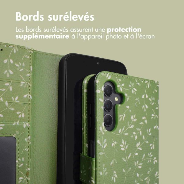 imoshion Étui de télephone portefeuille Design Samsung Galaxy A34 (5G) - Green Flowers