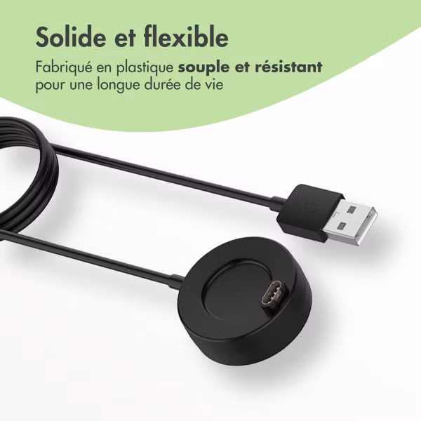 imoshion Station de charge Garmin Watch | Câble de chargement USB-A - 1 metre - Noir