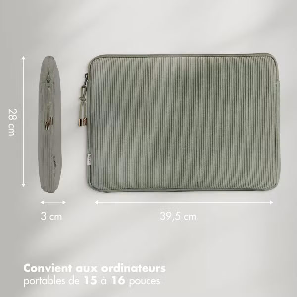 Selencia Pochette ordinateur Corduroy 15-16 pouces - Pistache Cream