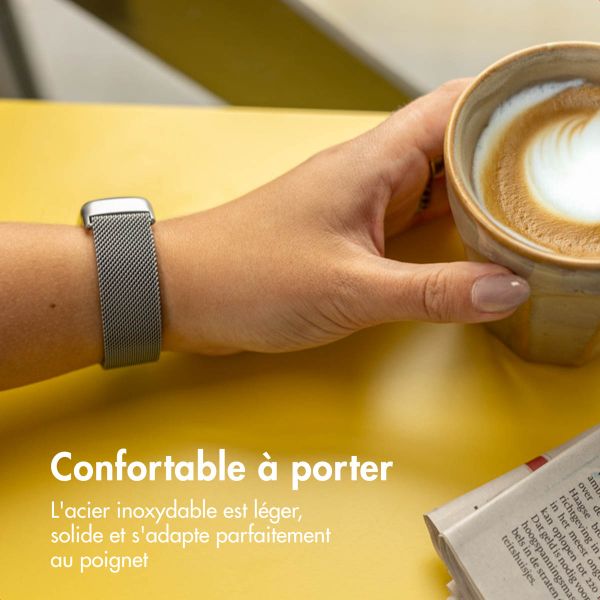 imoshion Bracelet magnétique milanais Fitbit Charge 5 - Taille S - Space Grey