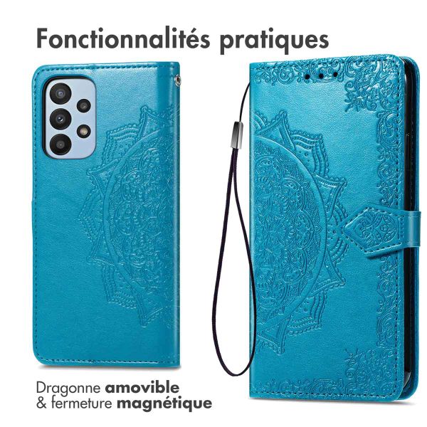 imoshion Etui de téléphone portefeuille Mandala Samsung Galaxy A23 (5G) - Turquoise