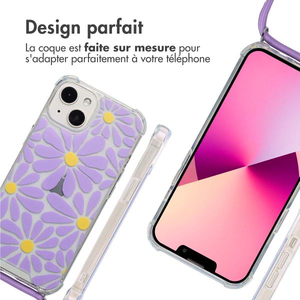 imoshion Coque Design avec cordon Apple iPhone 13 - Tropical Violet Flowers Connect