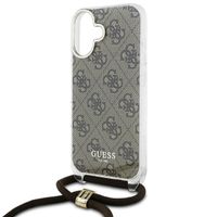 Guess Coque arrière avec cordon 4G Print iPhone 16 - Marron