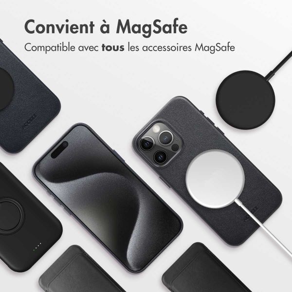 Accezz Coque arrière en cuir avec MagSafe iPhone 15 Pro Max - Onyx Black