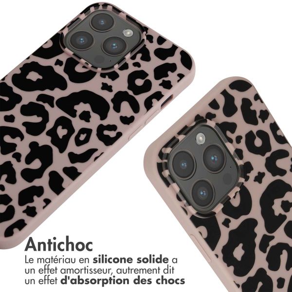 imoshion Coque design en silicone avec cordon Apple iPhone 15 Pro Max - Animal Pink