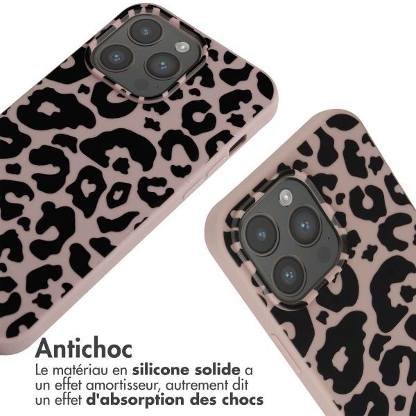 imoshion Coque design en silicone avec cordon iPhone 15 Pro Max - Animal Pink