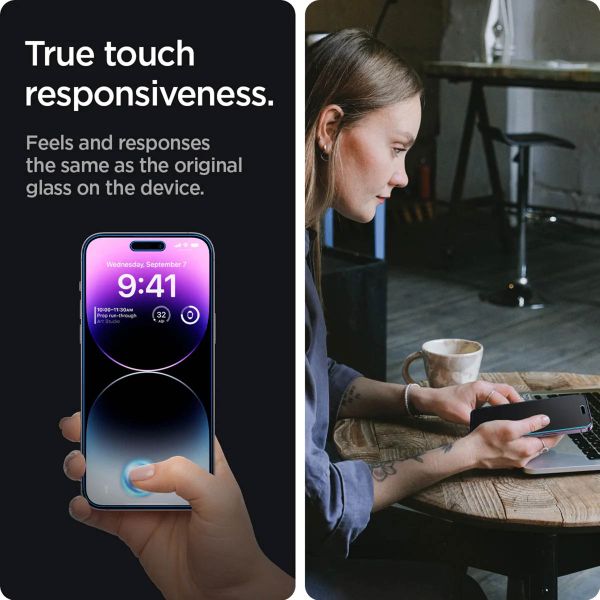 Spigen Protection d'écran en verre trempé GLAStR Privacy Applicator Apple iPhone 14 Pro