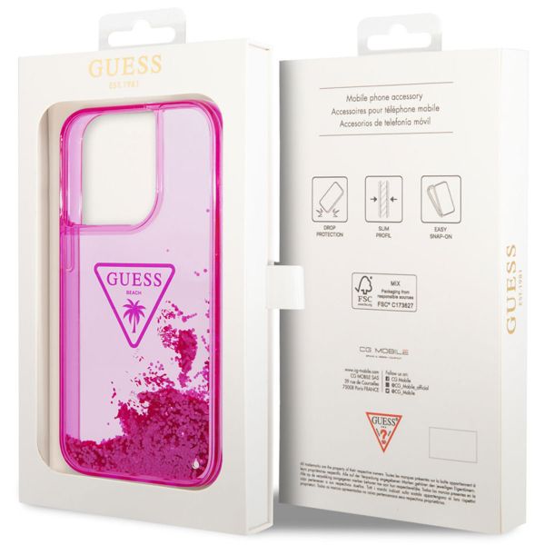 Guess Coque Liquid Glitter iPhone 14 Pro Max - Fuchsia