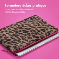 imoshion Pochette ordinateur Fluffy 13-14 pouces - Leopard Pink