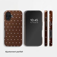 Selencia Coque arrière Vivid avec MagSafe Apple iPhone 16 - Happy Dots Chocolate