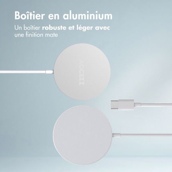 Accezz Chargeur sans fil USB-C - Chargeur sans fil MagSafe et Qi2 - 1 mètres - Blanc