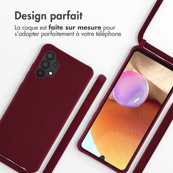 imoshion ﻿Coque en silicone avec cordon Samsung Galaxy A32 (4G) - Rouge foncé