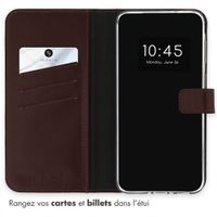 Selencia Étui portefeuille en cuir véritable Samsung Galaxy A37 (5G) - Marron foncé