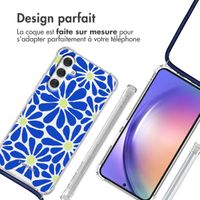 imoshion Coque Design avec cordon Samsung Galaxy A54 (5G) - Cobalt Blue Flowers Connect