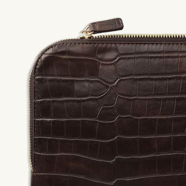Selencia Pochette ordinateur Croco 13 pouces - Choco Brown