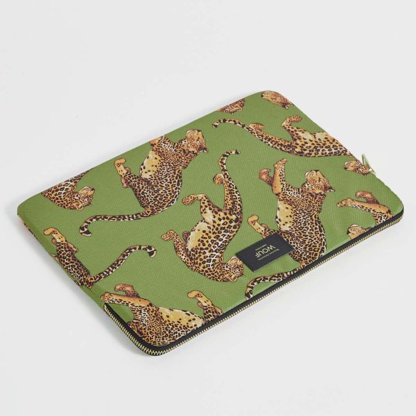 Wouf Pochette ordinateur 15-16 pouces - Daily Olive Leopard