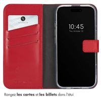 Selencia Étui portefeuille en cuir véritable Apple iPhone 16 - Rouge