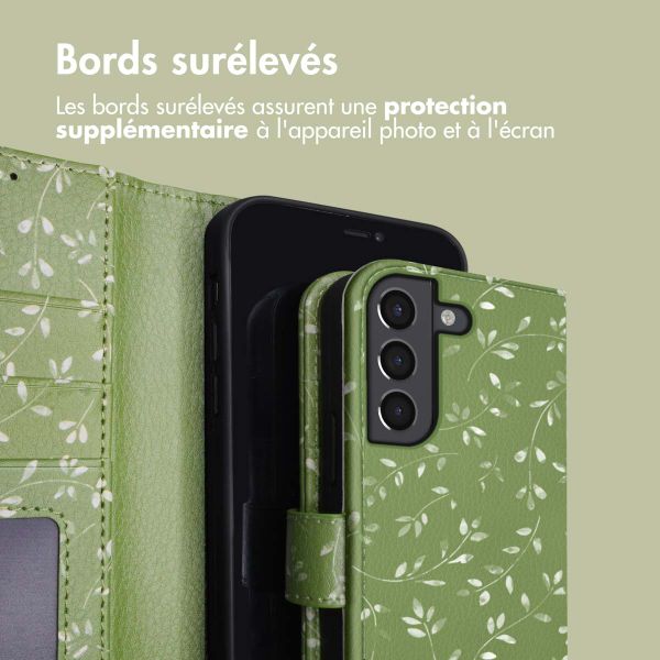 imoshion Étui de télephone portefeuille Design Samsung Galaxy S21 FE - Green Flowers
