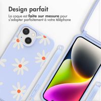 imoshion Coque design en silicone avec cordon iPhone 14 - Lila Flower Distance