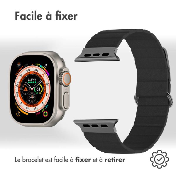 imoshion Bracelet en cuir magnétique Apple Watch Series 1 - 11 / SE / Ultra (44/45/46/49 mm) - Noir