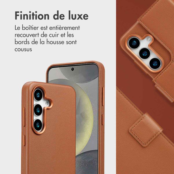 Accezz Étui de téléphone portefeuille en cuir 2-en-1 avec MagSafe Samsung Galaxy S25 - Sienna Brown