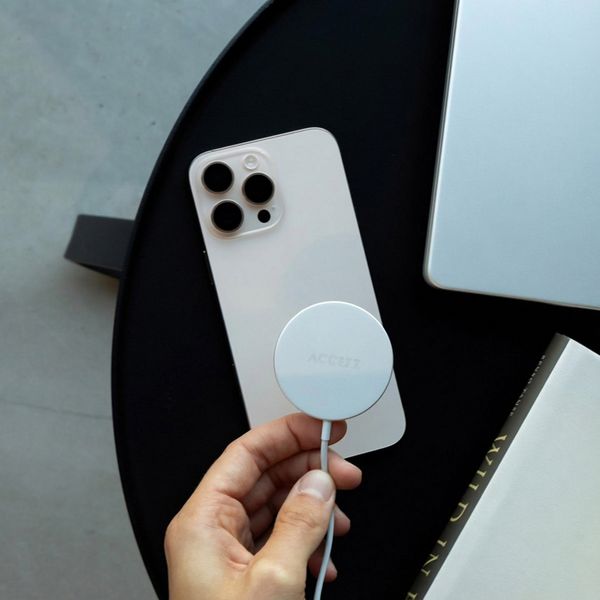 Accezz Wireless Charger USB-C - Chargeur MagSafe sans fil - 1 mètre - Blanc