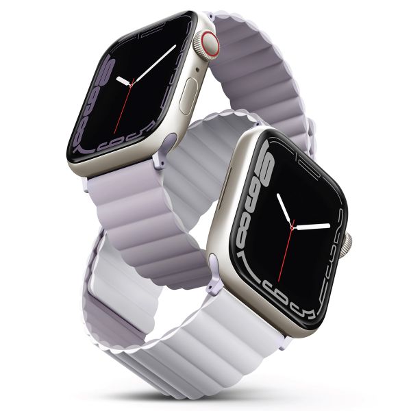 Uniq Bracelet Revix réversible Apple Watch Series 1 t/m 9 / SE (38/40/41 mm) | Series 10 / 11 (42 mm) - Lilac / White