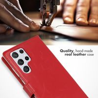 Selencia Étui de téléphone portefeuille en cuir véritable Samsung Galaxy S22 Ultra - Rouge