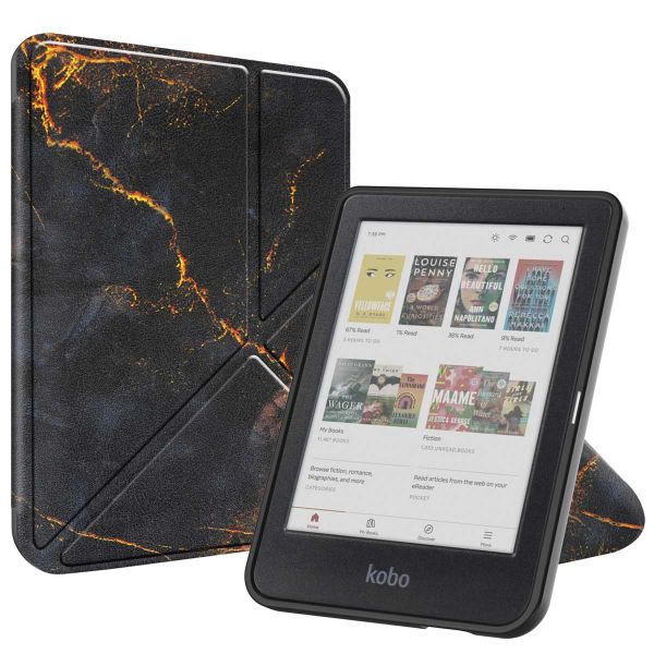 imoshion Étui de liseuse portefeuille design Pliable Kobo Clara Colour / BW - Black Marble