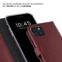 Selencia Étui portefeuille en cuir véritable Apple iPhone 15 - Burgundy