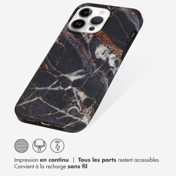 Selencia Aurora Coque Fashion iPhone 14 Pro Max - ﻿Coque durable - 100 % recyclée - Marbre Noir