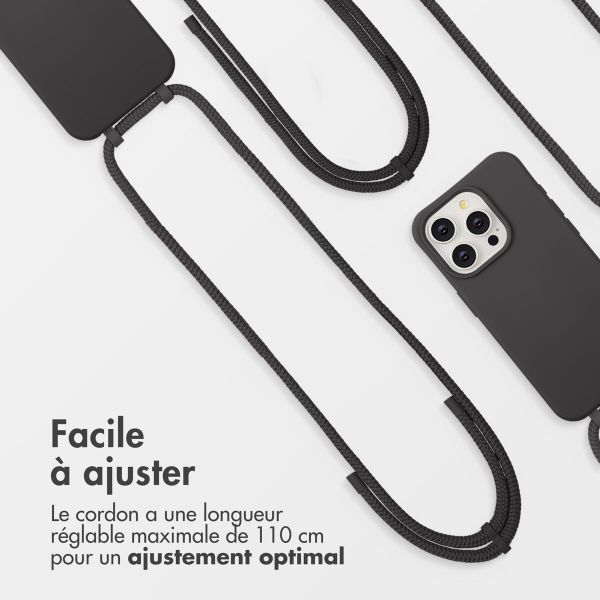 imoshion Coque arrière Color avec cordon amovible et MagSafe Apple iPhone 15 Pro - Black Coffee