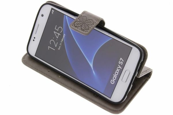 Etui de téléphone Fleurs de Trèfle Samsung Galaxy S7 - Gris