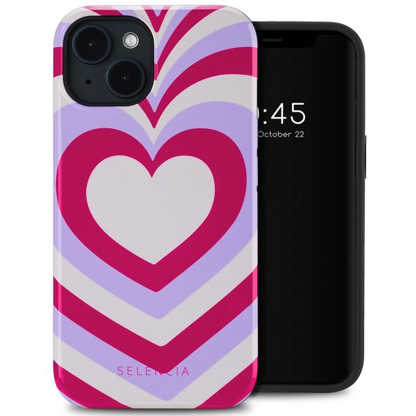 Selencia Coque arrière Vivid Tough avec MagSafe iPhone 14 - Double Hearts Rubine Red Lilac