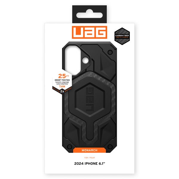 UAG Coque Monarch Apple iPhone 16 - Carbon Fiber