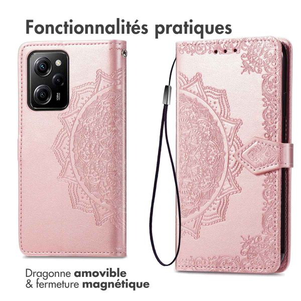 imoshion Etui de télephone Mandala Xiaomi Poco X5 Pro 5G - Rose Doré