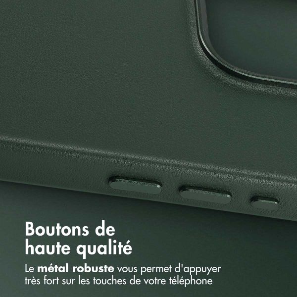 Accezz Coque arrière en cuir avec MagSafe Apple iPhone 15 Pro - Cedar Green