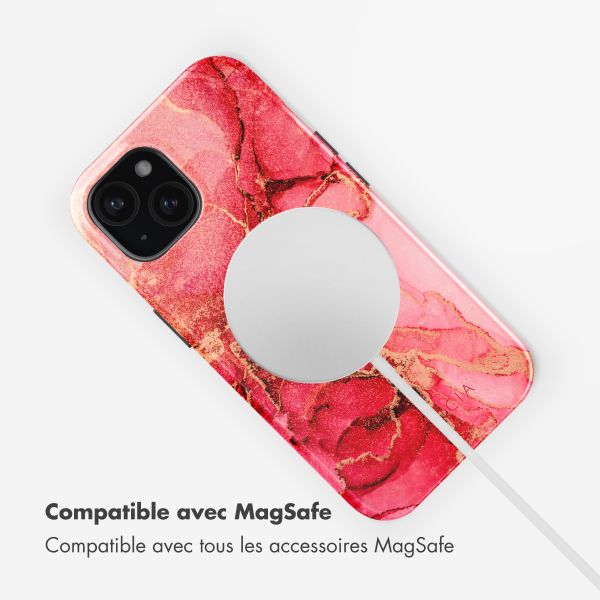 Selencia Coque arrière Vivid Tough avec MagSafe iPhone 15 - Rosy Marble